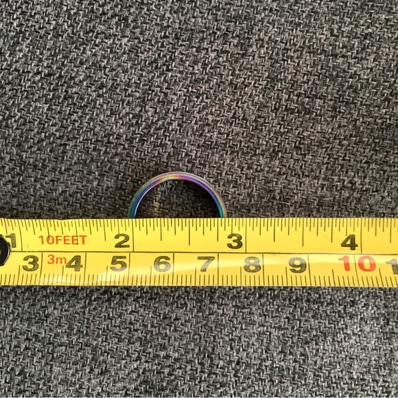 Glitter Moon + Stars Spinner Fidget Ring, Silver, Holographic Rainbow, Size 9 - Picture 6 of 14